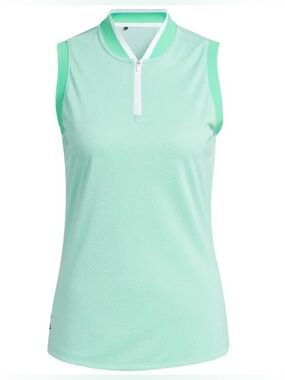 adidas Womens Equipment Primegreen Sleeveless Golf Polo Shirt, 1/4 Zip, Size M